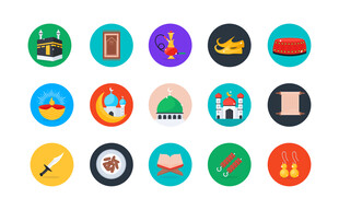 多彩美食与餐饮图标 