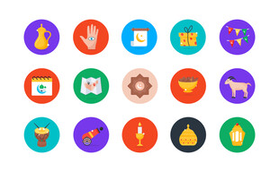 多彩圆形图标集合