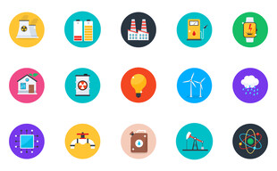 多彩扁平能源图标