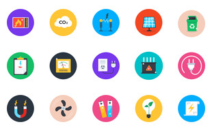 多彩扁平能源图标   