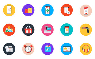 多彩圆形应用图标 