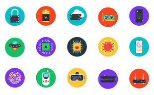 多彩圆形图标集合