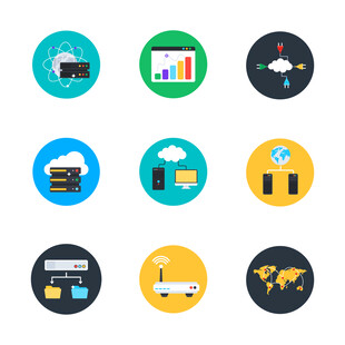 多彩商务办公相关图标 