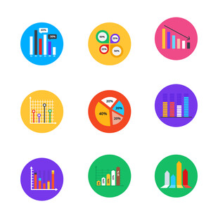 多彩统计图表图标 
