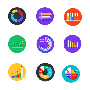 多彩数据图表图标 