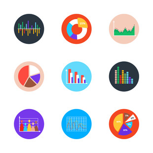 多彩统计图表图标 