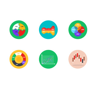 多彩商务图表图标 