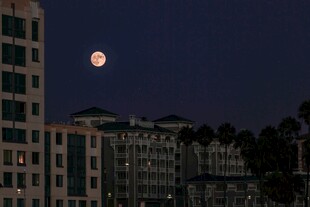 城市夜空的满月景象