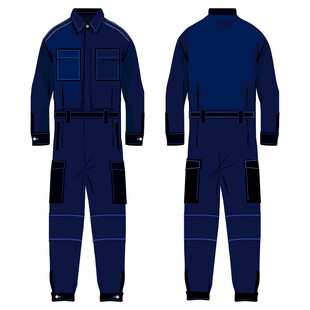 蓝色连体工作服设计图