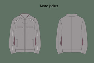 灰色摩托车夹克正反展示图