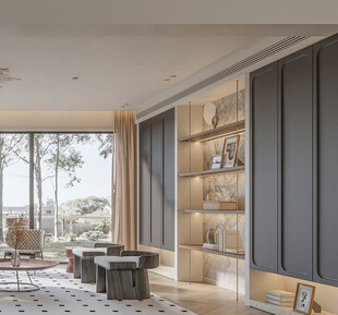 现代简约风书房室内景致