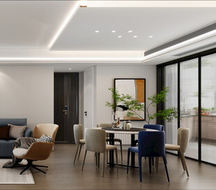 现代简约风客厅餐厅空间