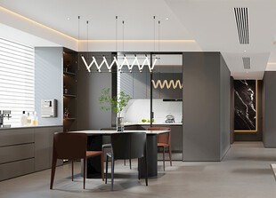 现代简约风开放式厨房餐厅