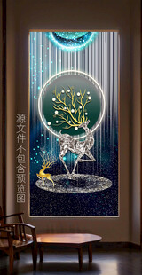现代轻奢线条山水星空玄关装饰画