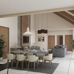 现代简约风格客厅餐厅一体