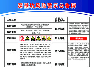 深基坑风险警示公告牌