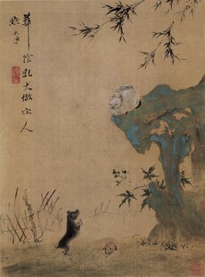 古画中猫与鸟的自然场景