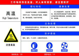 高温作业安全警示标识牌