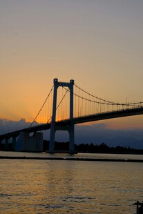 夕阳下的跨海大桥美景