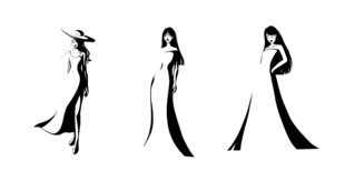 黑白优雅女性礼服剪影png