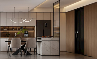 现代简约风开放式厨房餐厅