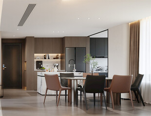 现代简约风开放式厨房餐厅