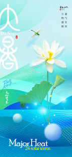 大暑炫彩荷叶夏天海报