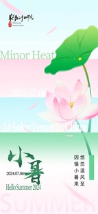 极简小暑荷花传统二十四节气海报
