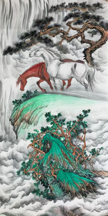仙山骏马图