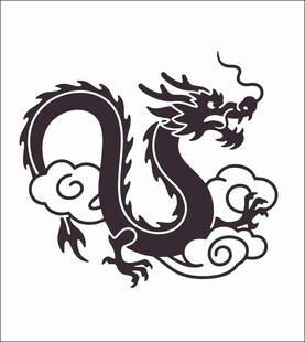 龙纹 线条画简笔画 黑白