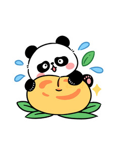 熊猫趴睡在桃子上