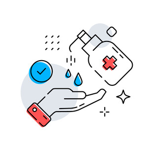 手部消毒场景插画