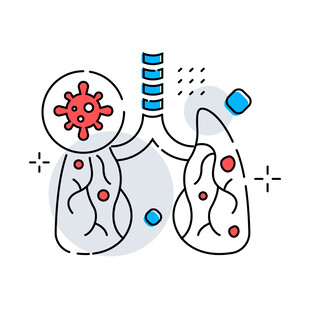 肺部受病毒侵袭示意图