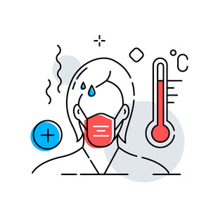 戴口罩者显示发热症状