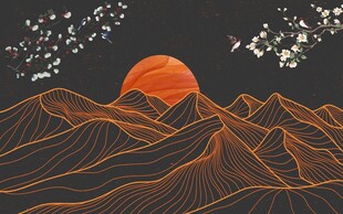 落日下的起伏山峦