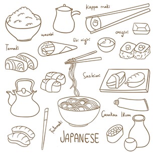日式美食手绘插画