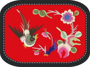 中式刺绣花鸟图案