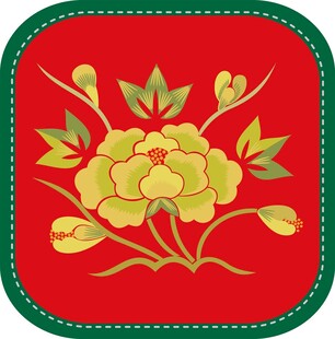 红色牡丹刺绣图案