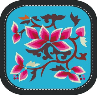 蓝色底花卉刺绣图案
