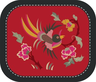 刺绣花鸟图案杯垫