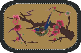 刺绣花鸟图案皮革制品