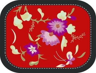 红色花卉刺绣图案