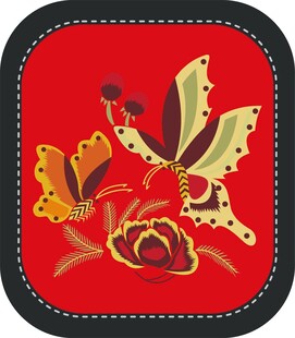 中式刺绣蝴蝶花卉图案