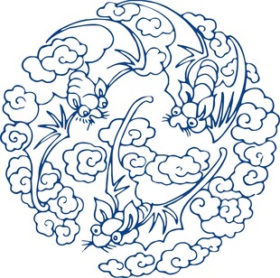 中式传统云纹凤凰图案