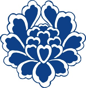 蓝白花卉图案
