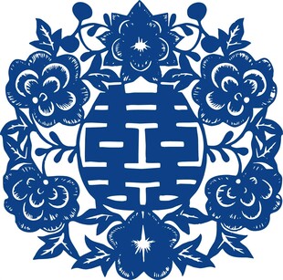 中式双喜剪纸图案
