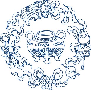 传统中式香炉纹饰图案