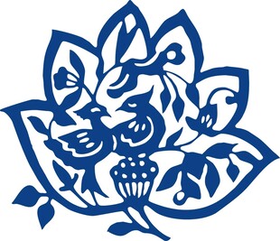 蓝底花鸟剪纸图案
