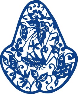 传统剪纸风花鸟图案