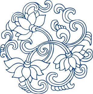 中式莲花卷草纹传统图案